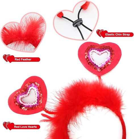 BWOGUE Valentine's Day Dog Costume Red Love Hearts Dog Headband with Collar Holiday Birthday Party Headwear Costume Gift for Small Medium Dogs in Saudi Arabia
