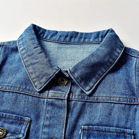IBTOM CASTLE Toddler Baby Boy Girls Denim Jacket Button Down Hoodie Jeans Coat Cowboy Outwear Casual Outwear Western Clothes in Saudi Arabia