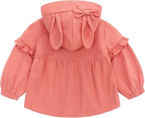 Famuka Baby Girls Hooded Jacket Floral Pattern Coat Rabbit Style Windbreaker for Spring/Autumn in Kuwait