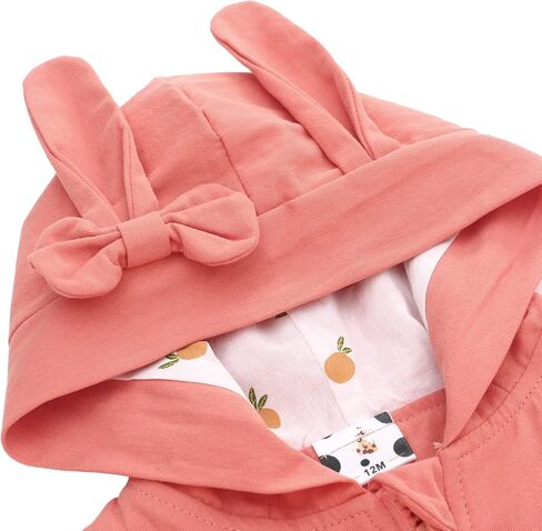 Famuka Baby Girls Hooded Jacket Floral Pattern Coat Rabbit Style Windbreaker for Spring/Autumn in Kuwait
