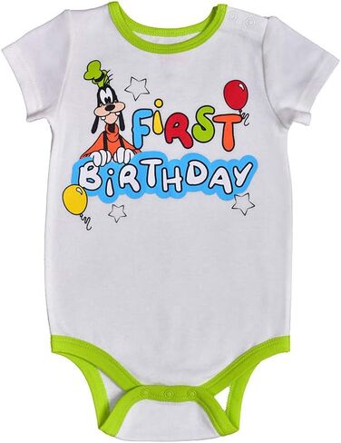 Disney Mickey Mouse Donald Duck Goofy Baby Boys 1st Birthday Bodysuit Creeper for Infant in Saudi Arabia
