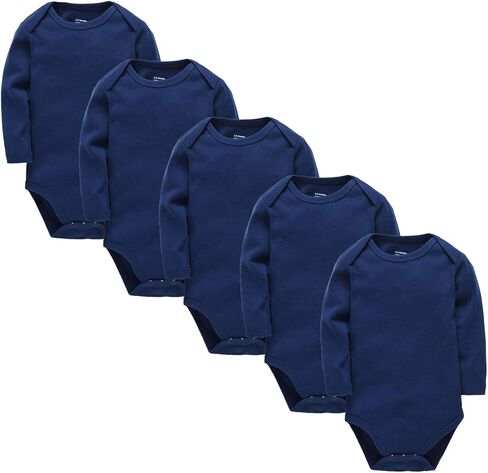 kavkas Baby Bodysuit Long Sleeve One Piece Cotton Undershirt for Infant Boys and Girls Solid Color 0-24 Months in Kuwait