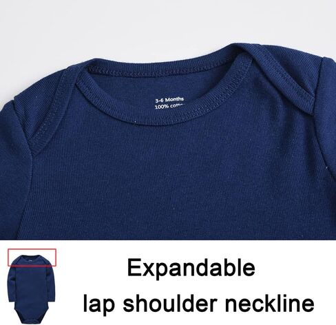 kavkas Baby Bodysuit Long Sleeve One Piece Cotton Undershirt for Infant Boys and Girls Solid Color 0-24 Months in Kuwait