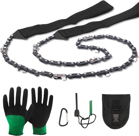 منشار جيب يدوي بحبل لقطع الاشجار (36 انش - 11 سنًا) منشار نجاة بسلك طويل مع اشعال النار وقفازات للتخييم والمشي لمسافات طويلة والصيد في الهواء الطلق معدات الطوارئ مع مقبض باراكورد in Kuwait