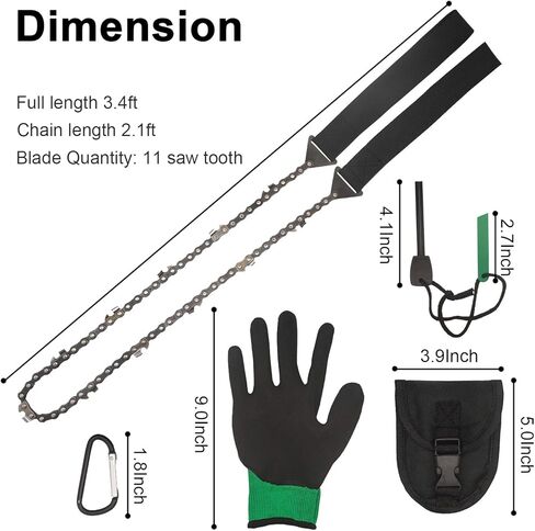 منشار جيب يدوي بحبل لقطع الاشجار (36 انش - 11 سنًا) منشار نجاة بسلك طويل مع اشعال النار وقفازات للتخييم والمشي لمسافات طويلة والصيد في الهواء الطلق معدات الطوارئ مع مقبض باراكورد in Kuwait