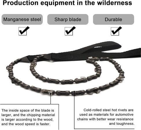 منشار جيب يدوي بحبل لقطع الاشجار (36 انش - 11 سنًا) منشار نجاة بسلك طويل مع اشعال النار وقفازات للتخييم والمشي لمسافات طويلة والصيد في الهواء الطلق معدات الطوارئ مع مقبض باراكورد in Kuwait