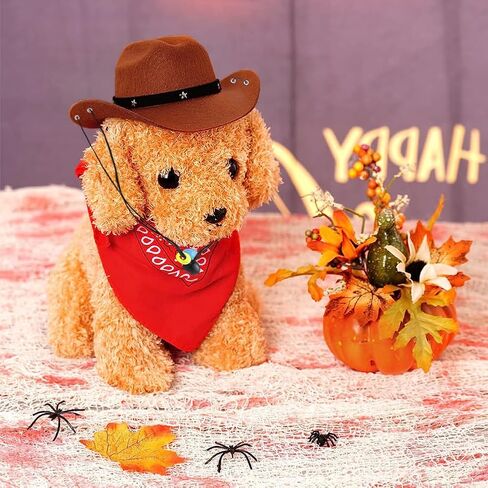 الحيوانات الأليفة رعاة البقر زي رعاة البقر قبعة جميلة ووشاح لجرو هريرة قبعة وباندانا مجموعة الكلاب القطط مهرجان الحفلات اليومية هالوين ارتداء 2 قطعة in Kuwait