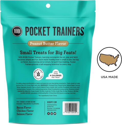 BIXBI Pocket Trainers, Chicken (6 oz, 1 Pouch) - Small Training Treats for Dogs - Low Calorie and Grain Free Dog Treats, Flavorful Pocket Size Healthy and All Natural Dog Treats in Saudi Arabia