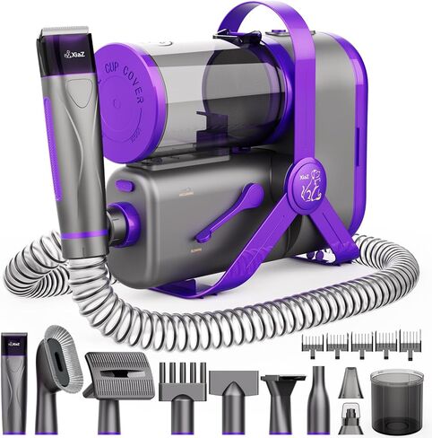 XiaZ Dog Grooming Vacuum Dryer with Clippers, 15 Kpa Dog Grooming Kit with Nail Grinder and Paw Trimmer, Hair Vacuum Groomer for Shedding Blowing Trimming Pet's Hair, 10 Pet Grooming Tools, Low-Noise in Kuwait