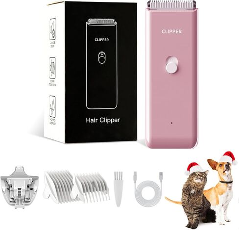 2-in-1 Professional Dog Grooming Kit - Low Noise, Waterproof, USB Rechargeable, and Safe Ceramic Blade - Gift for Dogs and Cats (Pink) in Kuwait