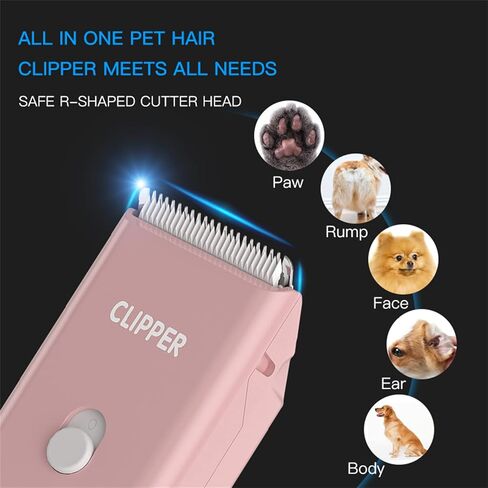 2-in-1 Professional Dog Grooming Kit - Low Noise, Waterproof, USB Rechargeable, and Safe Ceramic Blade - Gift for Dogs and Cats (Pink) in Kuwait
