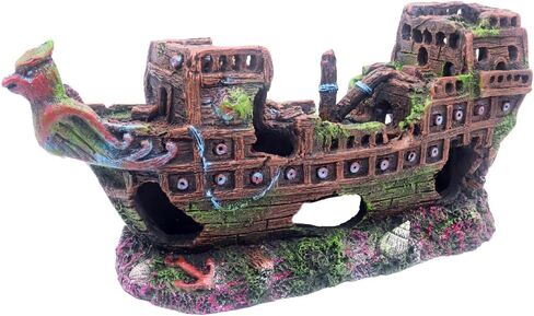Little Aquarium Shipwreck Sunken Pirate Ship Mini Boat Fish Tank Decorations for Betta in Kuwait