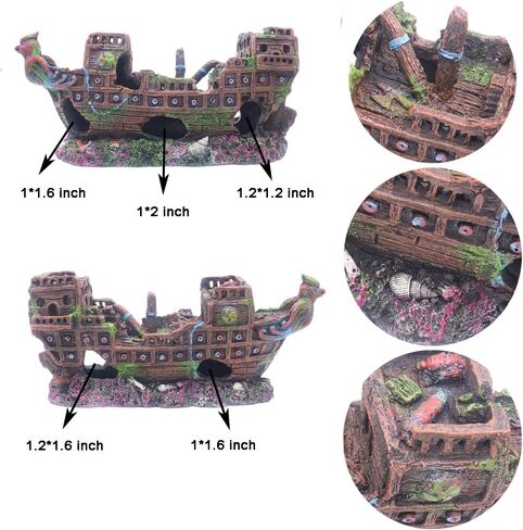 Little Aquarium Shipwreck Sunken Pirate Ship Mini Boat Fish Tank Decorations for Betta in Kuwait