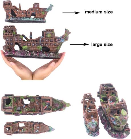 Little Aquarium Shipwreck Sunken Pirate Ship Mini Boat Fish Tank Decorations for Betta in Kuwait
