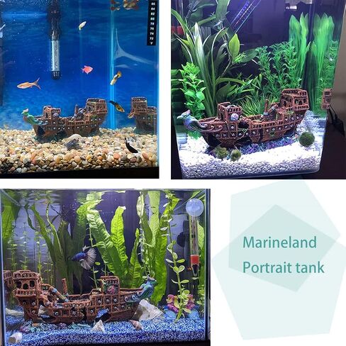 Little Aquarium Shipwreck Sunken Pirate Ship Mini Boat Fish Tank Decorations for Betta in Kuwait