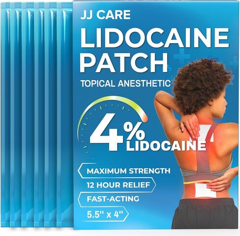 JJ CARE Lidocaine Patches [Pack of 30], 4% Lidocaine Pain Patches Maximum Strength, 4" x 5.5" Lidocaine Back Pain Relief Patches for Fast Numbing of Aches, Pains, Back, Neck, Shoulder, Muscle Soreness in Kuwait