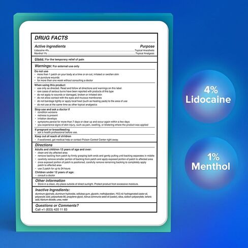 JJ CARE Lidocaine Patches [Pack of 30], 4% Lidocaine Pain Patches Maximum Strength, 4" x 5.5" Lidocaine Back Pain Relief Patches for Fast Numbing of Aches, Pains, Back, Neck, Shoulder, Muscle Soreness in Kuwait