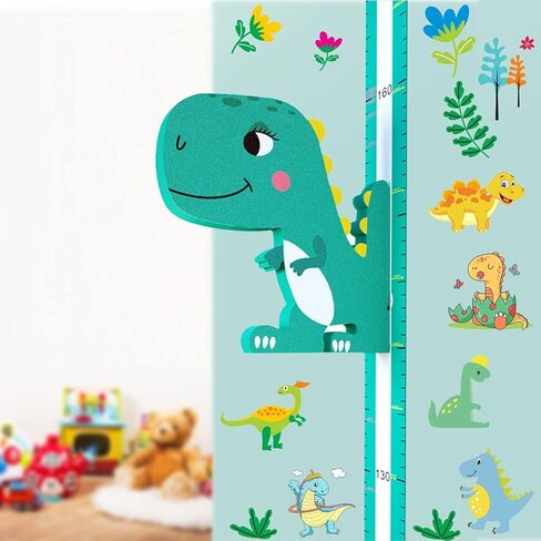 Growth Chart for Kids,Removable Adjustable 3D Dinosaur Magnetic Height Chart for Kids,Height Ruler Nursery Dinosaur Wall Decals for Kids Sticker for Nursery Playroom Wall Decor in Saudi Arabia