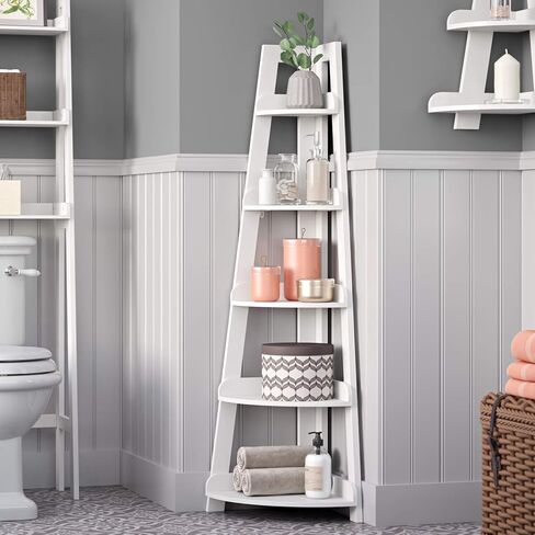 RiverRidge Amery 5-Tier Corner Ladder Shelf, Gray in Saudi Arabia