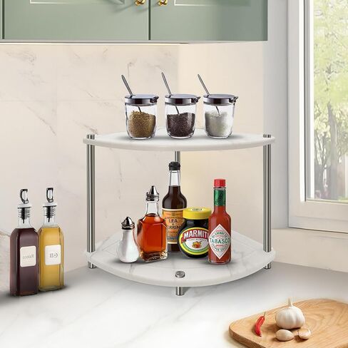 منظم عداد الحمام من Pletmin، رف سطح الحمام الجاف الفوري، منظم المكياج، منظم مكياج زاوية الغرور، رف الزاوية، منظم العناية بالبشرة (رمادي) in Kuwait