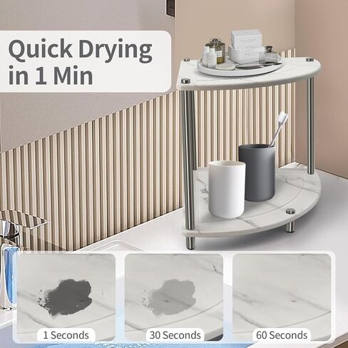 منظم عداد الحمام من Pletmin، رف سطح الحمام الجاف الفوري، منظم المكياج، منظم مكياج زاوية الغرور، رف الزاوية، منظم العناية بالبشرة (رمادي) in Kuwait