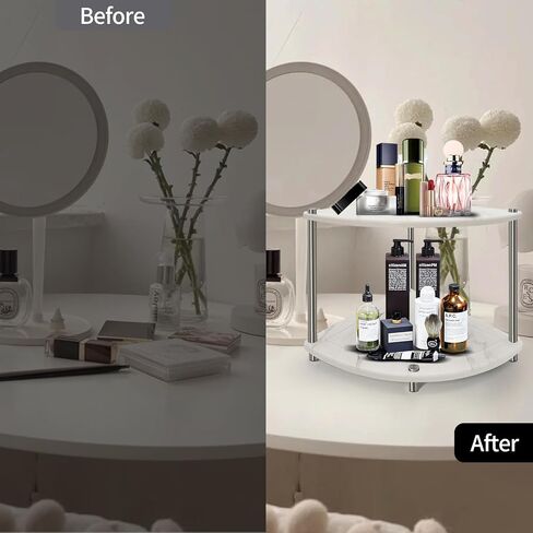 منظم عداد الحمام من Pletmin، رف سطح الحمام الجاف الفوري، منظم المكياج، منظم مكياج زاوية الغرور، رف الزاوية، منظم العناية بالبشرة (رمادي) in Kuwait