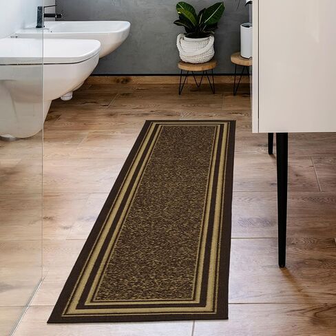 Ottomanson Bordered Brown Ottohome Collection Contemporary, Area Rug-3'3" x 5' in Saudi Arabia