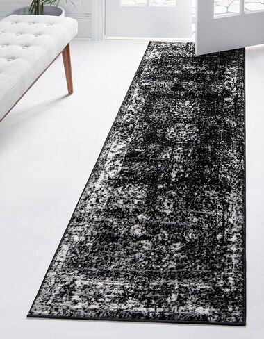 سجادة منطقة Loom Sofia Collection الفريدة - كازينو (مفرش مقاس 2 × 6 أقدام و7 بوصات، أسود/عاجي) in Kuwait