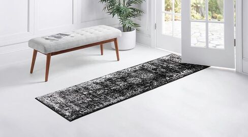 سجادة منطقة Loom Sofia Collection الفريدة - كازينو (مفرش مقاس 2 × 6 أقدام و7 بوصات، أسود/عاجي) in Kuwait