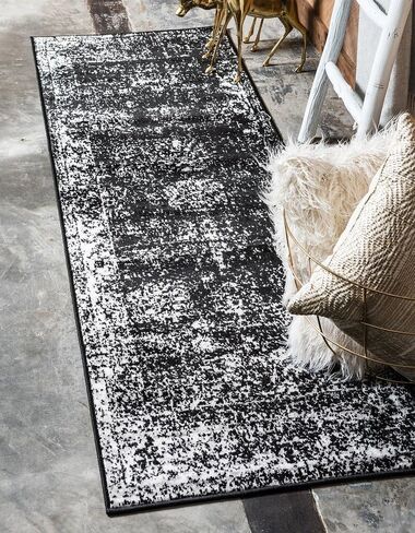 سجادة منطقة Loom Sofia Collection الفريدة - كازينو (مفرش مقاس 2 × 6 أقدام و7 بوصات، أسود/عاجي) in Kuwait