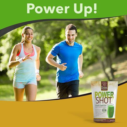100% Pure - RAW Organic Vegan - Power Shot Greens Superfood Blend - Spirulina, Chlorella, Wheat Grass, Blue-Green Al, Moringa + - 60 Servings from Essona Organics, Powder - 180 GMS. Order Today! in Saudi Arabia