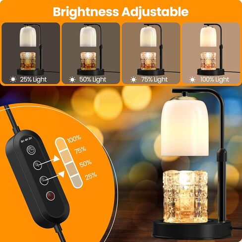 Candle Warmer Lamp with 2 Light Bulbs, Wax Melt for Scented Candles with Timer, Vintage Frosted Glass Shape Candle Lamp Compatible with Jar Candles Electric Dimmable, Black in Saudi Arabia