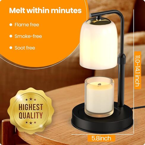 Candle Warmer Lamp with 2 Light Bulbs, Wax Melt for Scented Candles with Timer, Vintage Frosted Glass Shape Candle Lamp Compatible with Jar Candles Electric Dimmable, Black in Saudi Arabia