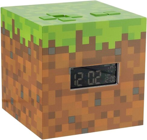 Paladone Minecraft Grass Block Digital Alarm Clock, Light Up Lamp Feature, Plays Official in Game Music, Bedroom Decor for Minecraft Gamers in Saudi Arabia