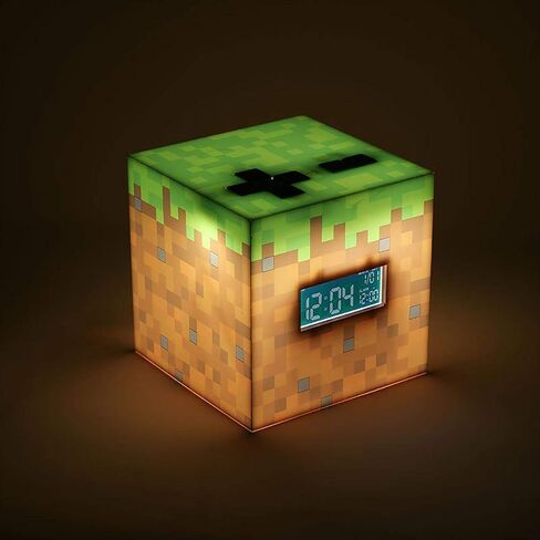 Paladone Minecraft Grass Block Digital Alarm Clock, Light Up Lamp Feature, Plays Official in Game Music, Bedroom Decor for Minecraft Gamers in Saudi Arabia