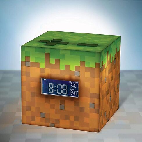 Paladone Minecraft Grass Block Digital Alarm Clock, Light Up Lamp Feature, Plays Official in Game Music, Bedroom Decor for Minecraft Gamers in Saudi Arabia