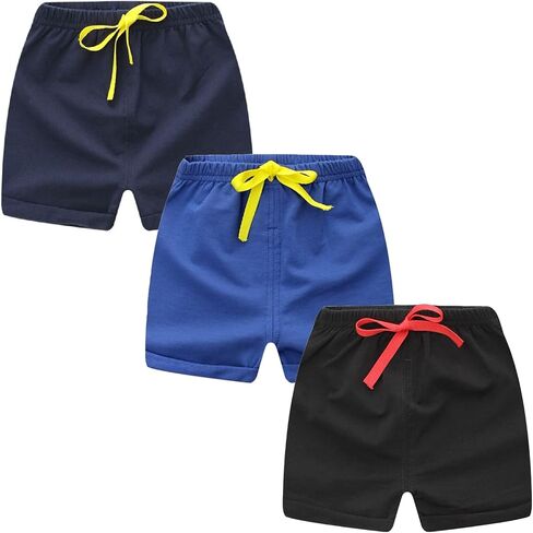 Jagrove Toddler Boys Girls Shorts 3 Pack Little Kids Cotton Sport Jogger Shorts Summer Solid Color Active Short Pants in Kuwait