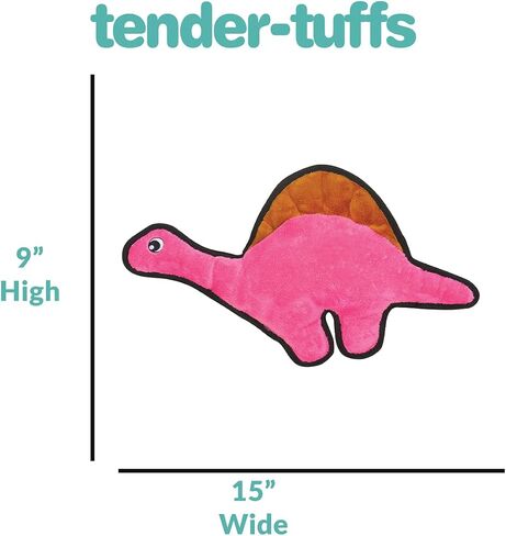 لعبة سناجل بابي تيندر تاف مجعدة - لعبة للكلاب من القطيفة القوية - ديناصور وردي برقبة طويلة مع صوت مجعد وخياطة متينة in Kuwait