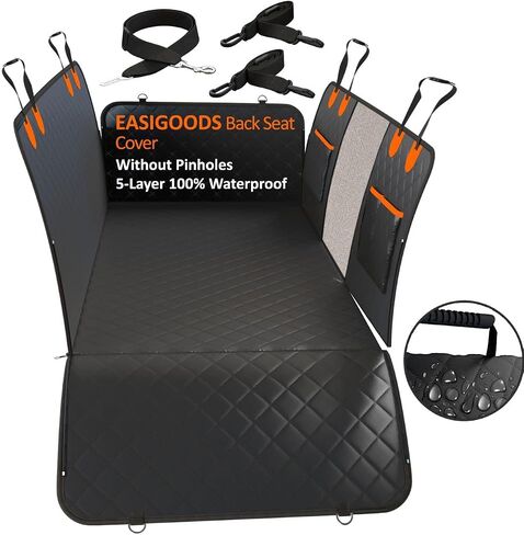 Easigoods Waterproof,Scratch Resistant Car Backseat Cover for Dogs and Pets.Backseat Protector for Small,Medium,Large Cars SUV Truck.Mesh Window,Useful 3 Pockets,Kid-and-Dog Shareable Backseat in Saudi Arabia