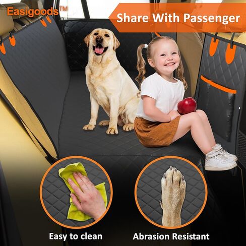 Easigoods Waterproof,Scratch Resistant Car Backseat Cover for Dogs and Pets.Backseat Protector for Small,Medium,Large Cars SUV Truck.Mesh Window,Useful 3 Pockets,Kid-and-Dog Shareable Backseat in Saudi Arabia