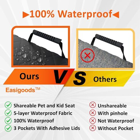 Easigoods Waterproof,Scratch Resistant Car Backseat Cover for Dogs and Pets.Backseat Protector for Small,Medium,Large Cars SUV Truck.Mesh Window,Useful 3 Pockets,Kid-and-Dog Shareable Backseat in Saudi Arabia