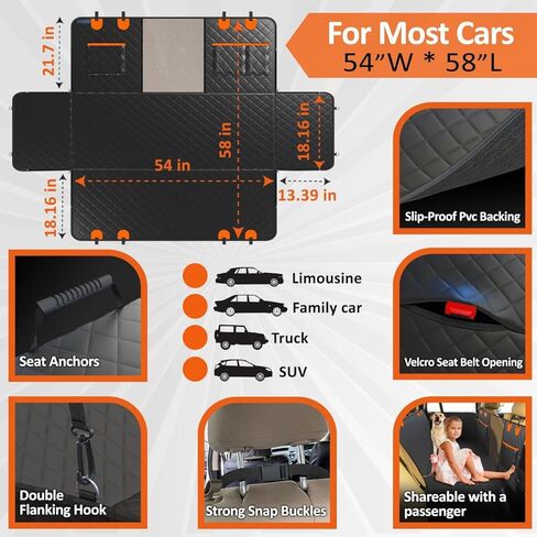 Easigoods Waterproof,Scratch Resistant Car Backseat Cover for Dogs and Pets.Backseat Protector for Small,Medium,Large Cars SUV Truck.Mesh Window,Useful 3 Pockets,Kid-and-Dog Shareable Backseat in Saudi Arabia