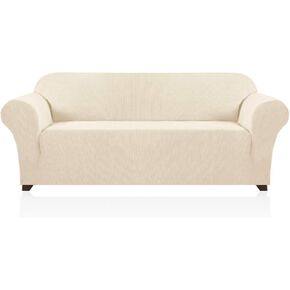 PrinceDeco Couch Covers for 3 Cushion Couch 1-Piece Stretch Sofa Slipcovers Furniture Protector Sofa Covers with Non Slip Elastic Bottom Dogs Pet Friendly Fitted (Sofa, Caramel) in Kuwait