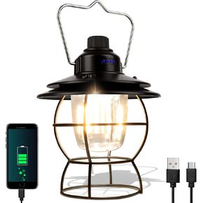 فانوس LED عتيق، فانوس للتخييم قابل لإعادة الشحن، طراز قديم، ديكور كلاسيكي لسطح الطاولة مع تحكم خافت، ضوء خيمة معلق محمول خارجي للتخييم، داخلي (مع أغطية) in Kuwait