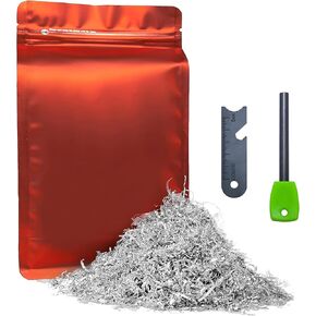 Magnesium Chips Shavings Fire Starter Kit Big Package, 99.9% Purity, Net Weight 130g, Emergency Fire Starting, Wilderness Outdoor, Camping Hiking, Jungle Survival, Package Dimensions 9''x5.5''x2.2'' in Kuwait