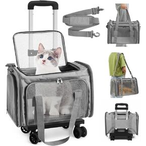 Paterr Cat Carrier with Wheels Pet Carrier with Wheels, Approved Pet Carrier for 18 Lbs Cats Dogs Foldable Breathable Cat Small Animals Travel Carrier for Flight Camping Outdoor in Saudi Arabia