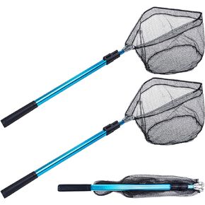 Goture Fishing Folding Landing Net Fishing Nets for Fish with Long Aluminum Handle, Telescoping Pole Handle for Saltwater & Freshwater, Easy Catch & Release, Extending to 70.8/82.7
