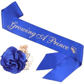 Growing A Prince Sash & Wrist Corsage Kit - Royal Blue Baby Shower Sash Baby Shower Favors New Mom Gifts in Kuwait