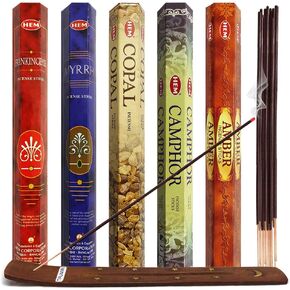 Hem Incense Sticks Variety Pack #13 and Insence Stick Holder Bundle with 5 Popular Floral Fragrances - Inciensos Aromaticos para La Casa - 100 Insence-Sticks in Kuwait