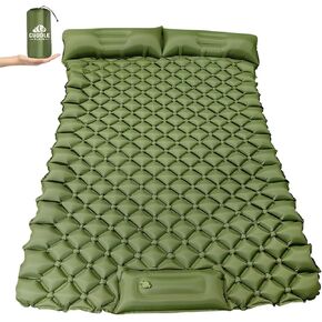 Cuddle Cloud Double Sleeping Pad - 79'' x 49'' 2 Person Self-Inflating Camping Mattress for Tents - Ultra-Thick with Built-in Foot Pump & Pillows - Compact & Portable for Outdoor Adventures in Saudi Arabia